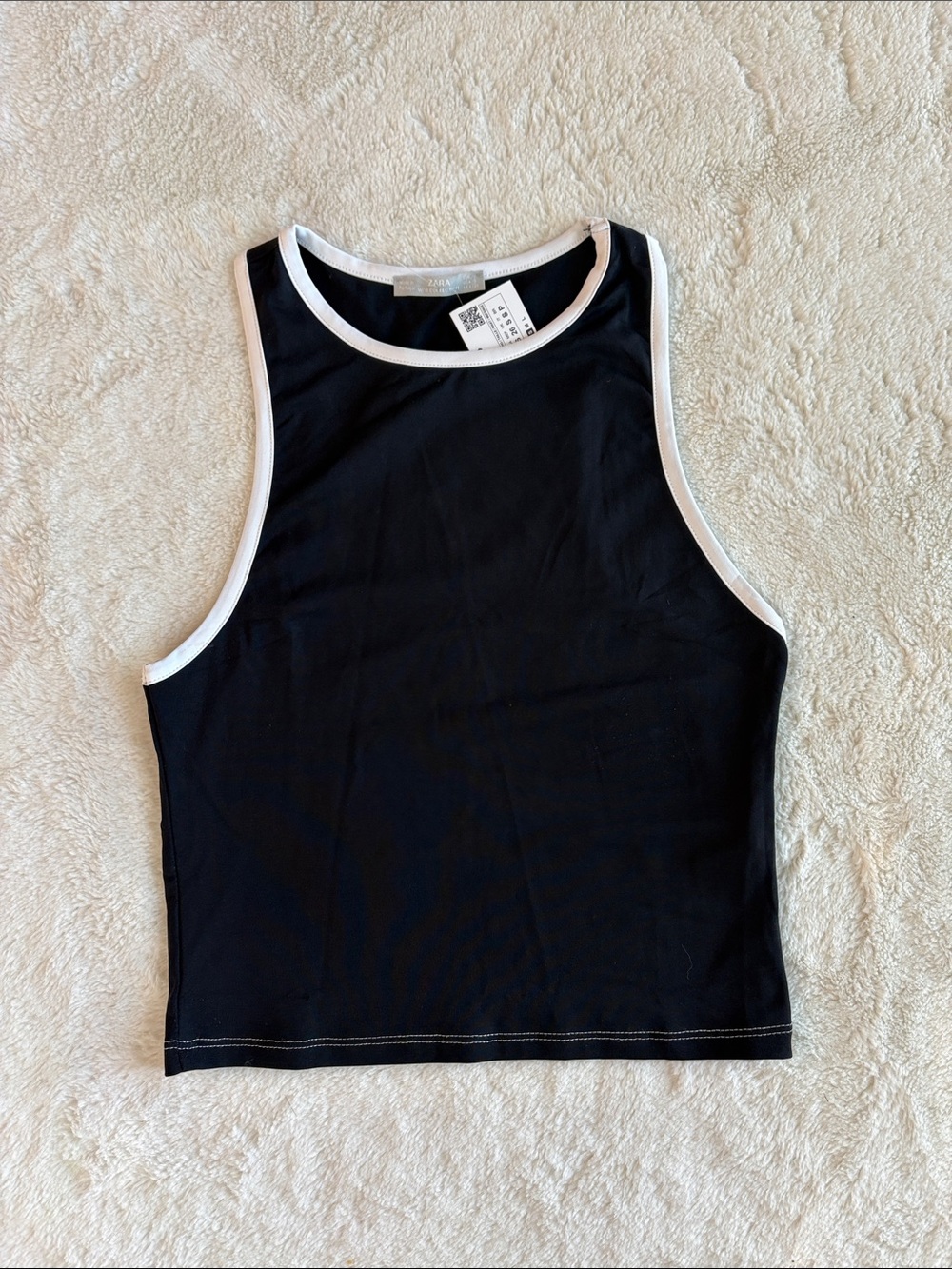 Zara Black Tank Top with White Trim, NWT Women’s Small